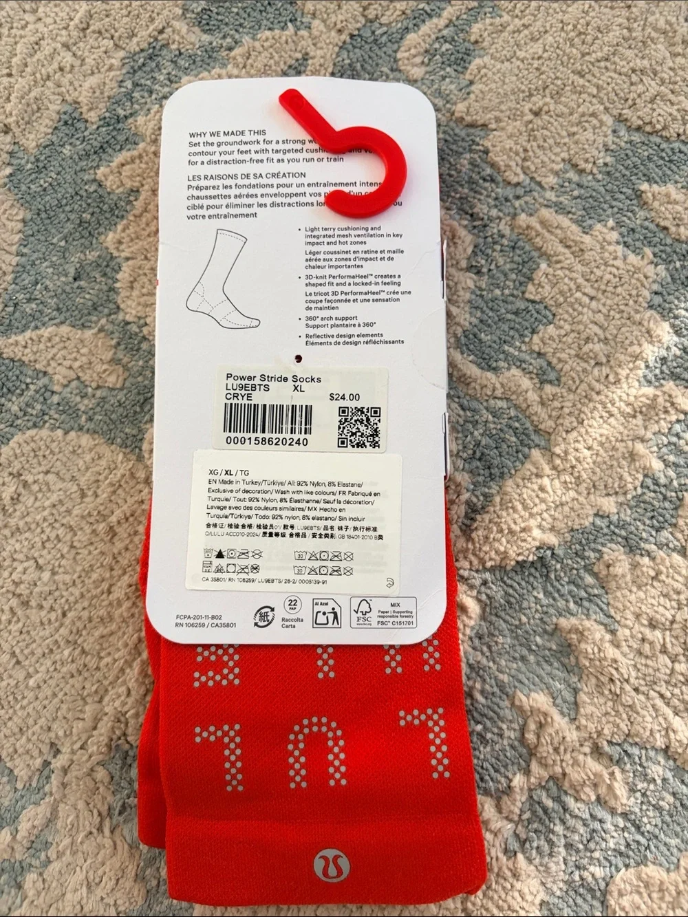lululemon athletica Power Stride Crew Socks - Red